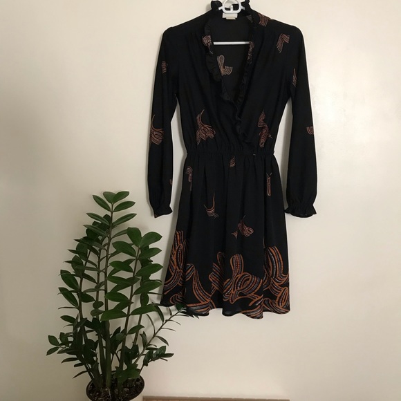 Vintage Long Sleeve Patterned Dress - Picture 2 of 6